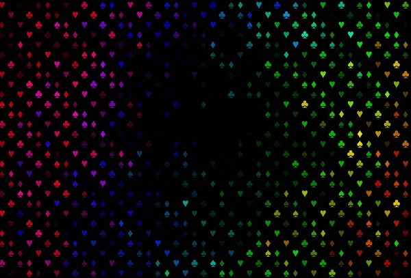 Dunkles Mehrfarbiges Regenbogenfarbenes Vektormuster Mit Dem Symbol Der Karten Leuchtende — Stockvektor
