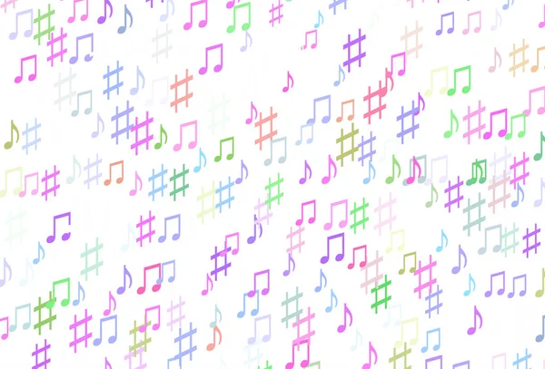 Licht Multicolor Rainbow Vector Achtergrond Met Muziek Symbolen — Stockvector