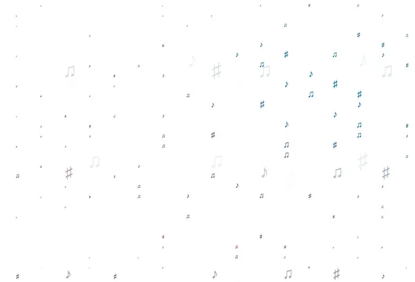 ライトブルー 音楽記号付きレッドベクトルの背景 — ストックベクタ