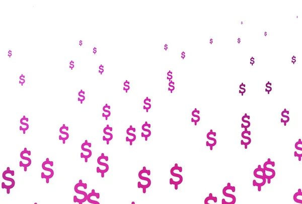 Light Pink Vektorové Pozadí Dolarem Barevné Symboly Všech Měn Bílém — Stockový vektor