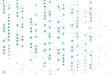 Açık Mavi, renkli kar taneleriyle yeşil vektör dokusu.