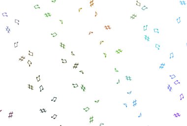 Açık Çokrenkli, müzik elementli Gökkuşağı vektör deseni.