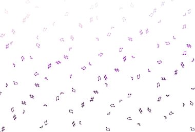 Müzik elementleriyle hafif Mor vektör deseni.