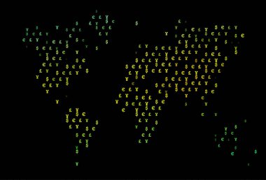 Koyu yeşil, finansal sembollü sarı vektör dokusu.