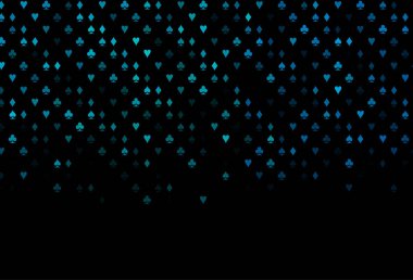 Kart elemanları ile koyu mavi vektör düzeni.