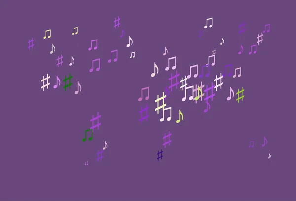 Светло Розовый Зеленый Векторный Шаблон Музыкальными Символами — стоковый вектор