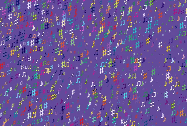 带有音乐元素的浅色 彩虹矢量图案 — 图库矢量图片