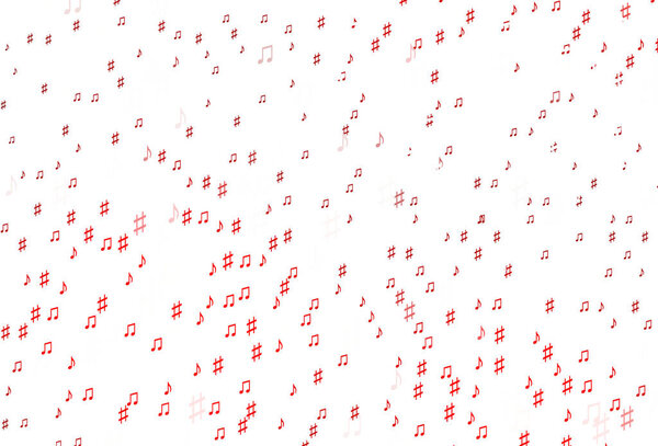 Light Red vector backdrop with music notes.