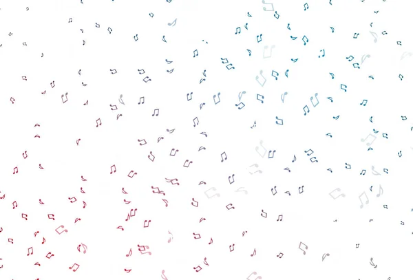 Bleu Clair Modèle Vectoriel Rouge Avec Symboles Musicaux — Image vectorielle