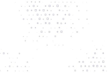 Lekeli açık mor vektör şablonu, dikdörtgenler. Parlak, soyut çemberler ve küpler çizilmiş bir resim. İş reklamları için tasarım.