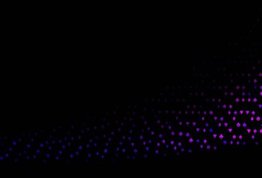 İskambil kağıtlarıyla koyu mor vektör dokusu. Renkli resimler, kalpler, maça, sinek, elmas. Kitapçıklar, kumarhanelerin broşürleri..