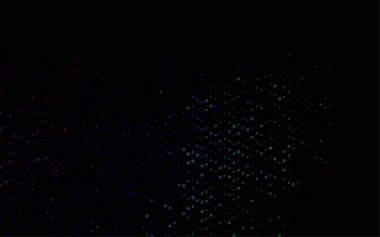 Kristallerle, dairelerle, karelerle vektör şablonu. Renkli noktaları, çizgileri, küpleri olan soyut çizimler. İş ilanları, broşürler, broşürler için desen