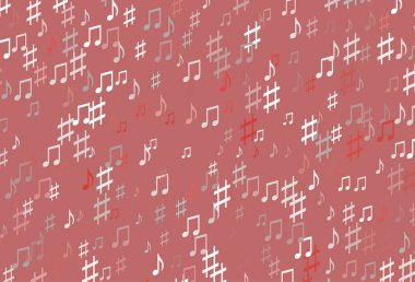 Müzik notaları ile Açık Kırmızı vektör arkaplanı.