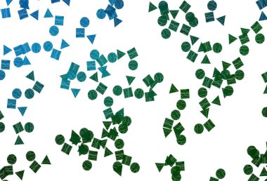 Açık Mavi, üçgenli, daireli, küplü yeşil vektör arkaplanı.