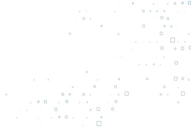 Noktalı, noktalı, küplü hafif Mavili vektör arkaplanı. Renkli daireler, dikdörtgenler ile soyut arkaplan. Reklamlar, broşürler için desen.