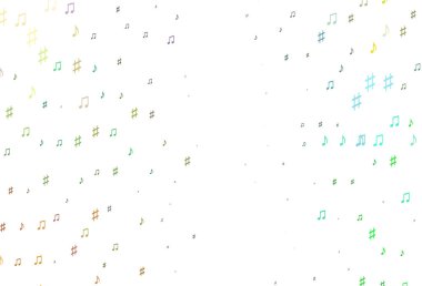 Açık Çokrenkli, Müzik sembollü Gökkuşağı vektör şablonu.