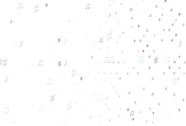 Müzik notaları ile Açık Kırmızı vektör arkaplanı.