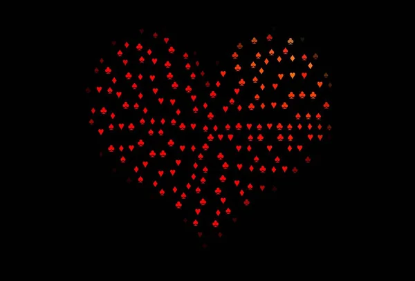 Tmavě Červené Vektorové Pozadí Cedulemi Zářící Ilustrace Srdcem Piky Holemi — Stockový vektor