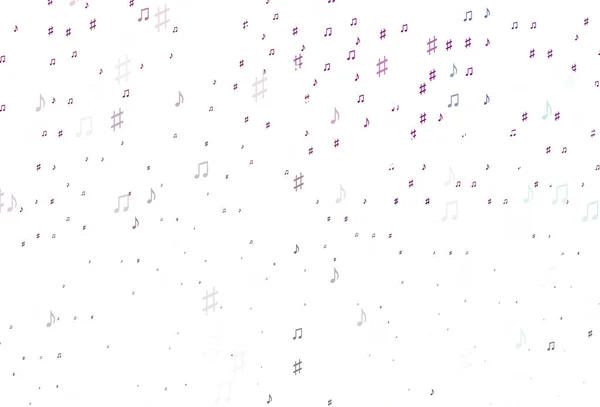 音楽ノート付きライトパープルベクトル背景 — ストックベクタ
