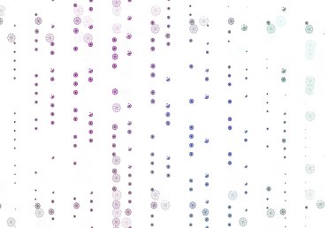 Açık Pembe, renkli kar taneleriyle mavi vektör dokusu.