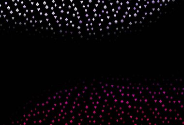 Poker sembollü koyu mor bir vektör şablonu. Oyun kartlarının izole sembollerine sahip soyut çizimler. Kumarhane reklamınız için akıllı tasarım.