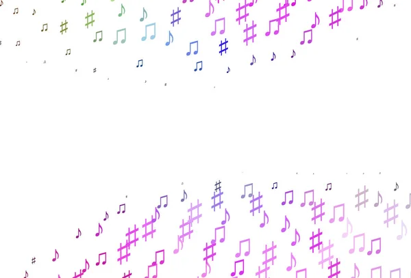 带有音乐元素的浅色 彩虹矢量图案 — 图库矢量图片