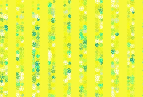 Vert Clair Disposition Vectorielle Jaune Avec Des Flocons Neige Lumineux — Image vectorielle