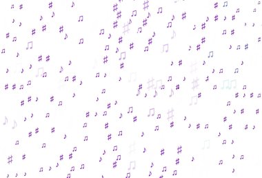 Müzik notaları ile hafif Mor vektör arkaplanı.