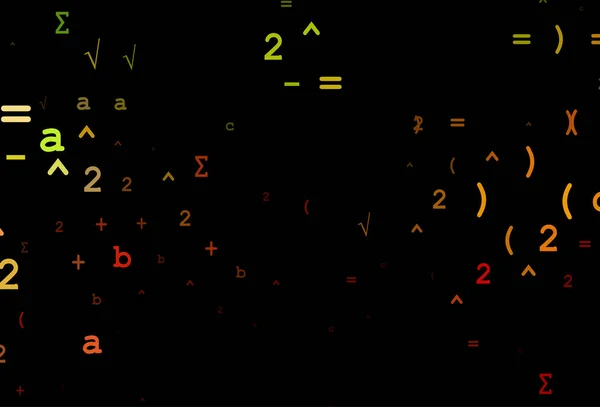 Dark Green Red Vector Texture Mathematic Symbols — Stock Vector
