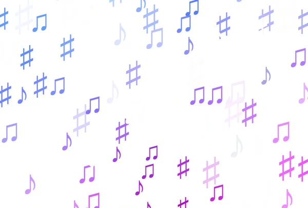 Rose Clair Fond Vectoriel Bleu Avec Des Notes Musique — Image vectorielle