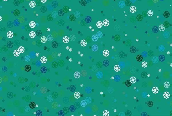Ανοιχτό Μπλε Πράσινο Διάνυσμα Μοτίβο Νιφάδες Χιονιού Χριστουγέννων — Διανυσματικό Αρχείο