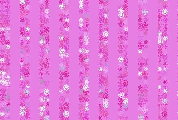 분홍빛 벡터는 아름다운 눈송이들로 — 스톡 벡터
