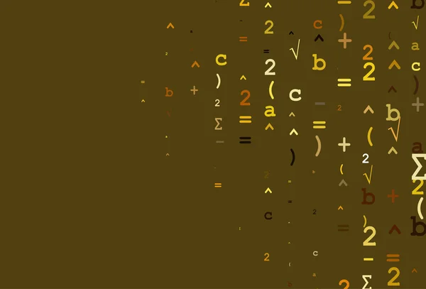 Amarillo Claro Textura Vectorial Naranja Con Símbolos Matemáticos — Archivo Imágenes Vectoriales