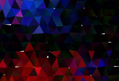 Koyu mavi, kırmızı vektör üçgen mozaik örtüsü.