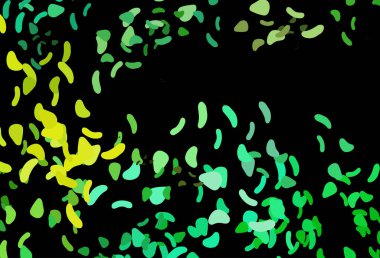 Koyu yeşil, Memphis şekilli sarı vektör şablonu.