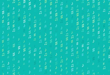 Açık Yeşil, müzik sembollü sarı vektör arkaplanı.