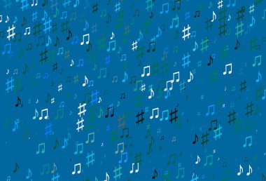 Açık Mavi, müzikal sembollü yeşil vektör şablonu.