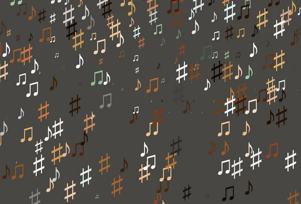 Licht Oranje Vector Achtergrond Met Muziek Symbolen — Stockvector