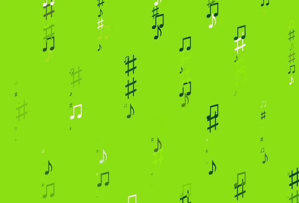 Textura Vectorial Verde Claro Con Notas Musicales — Vector de stock