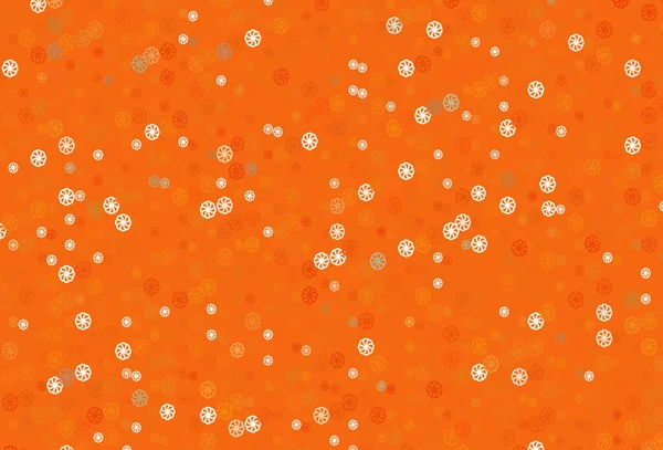 Světlý Oranžový Vektorový Vzor Vánočními Vločkami — Stockový vektor