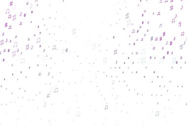 Müzik elementleriyle hafif Mor vektör deseni.