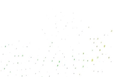 Açık yeşil, müzikal notalı sarı vektör dokusu.