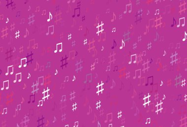 Müzik notaları ile hafif Mor vektör dokusu.