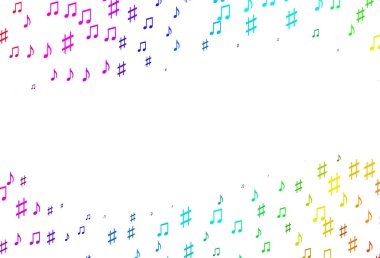 Açık Çokrenkli, Müzik sembollü Gökkuşağı vektör şablonu.