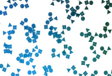 Açık Mavi, yeşil vektör arkaplanı çizgiler, daireler, eşkenar dörtgenler.