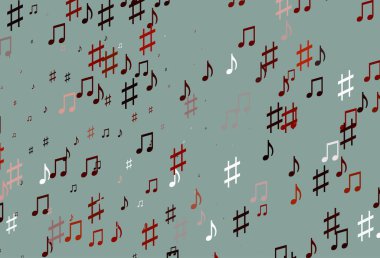 Müzik elemanları ile açık kırmızı vektör deseni.