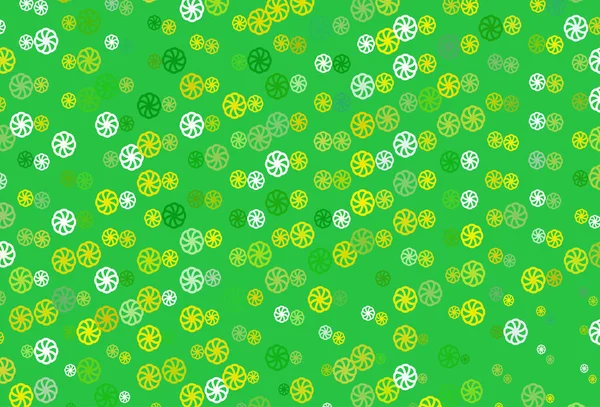 Vert Clair Fond Vectoriel Jaune Avec Flocons Neige Noël — Image vectorielle