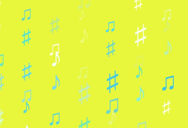 Lichtblauw Geel Vectorsjabloon Met Muzikale Symbolen — Stockvector
