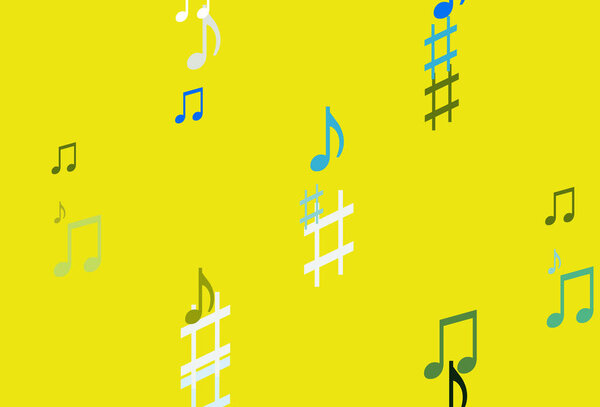 Light Blue, Yellow vector backdrop with music notes.