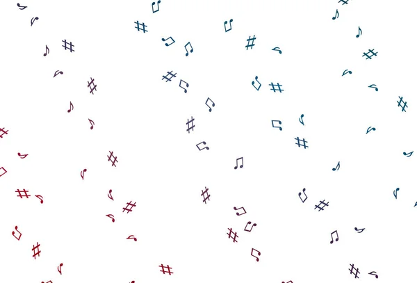 Bleu Clair Fond Vectoriel Rouge Avec Notes Musique — Image vectorielle